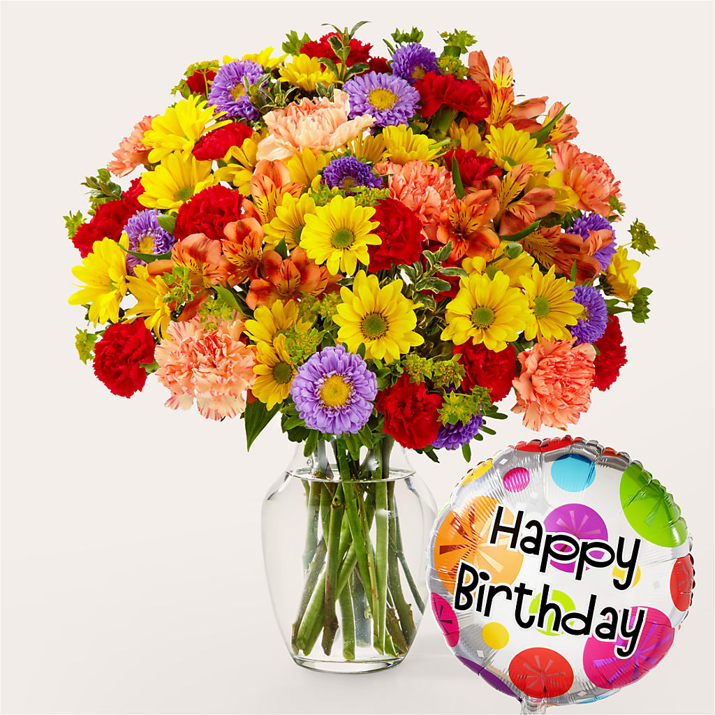 Kaleidoscope Bouquet with Birthday Balloon – LILY'S FLORAL DESIGN & GIFTS, Aberdeen SD