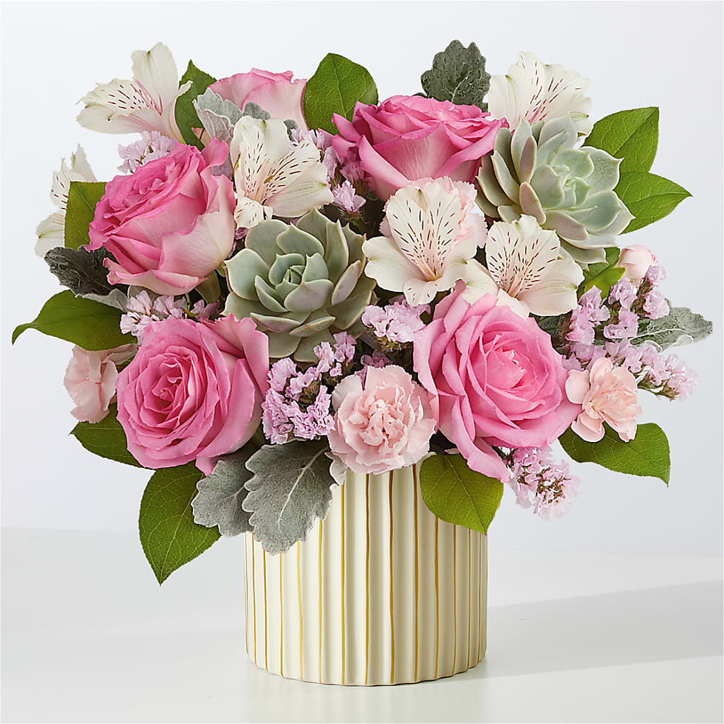 Dusty Rose Bouquet with Ivory Vase – LILY'S FLORAL DESIGN & GIFTS, Aberdeen SD