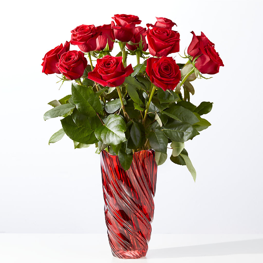 Classic Love Red Rose Bouquet with Luxe Swirl Vase – LILY'S FLORAL DESIGN & GIFTS, Aberdeen SD